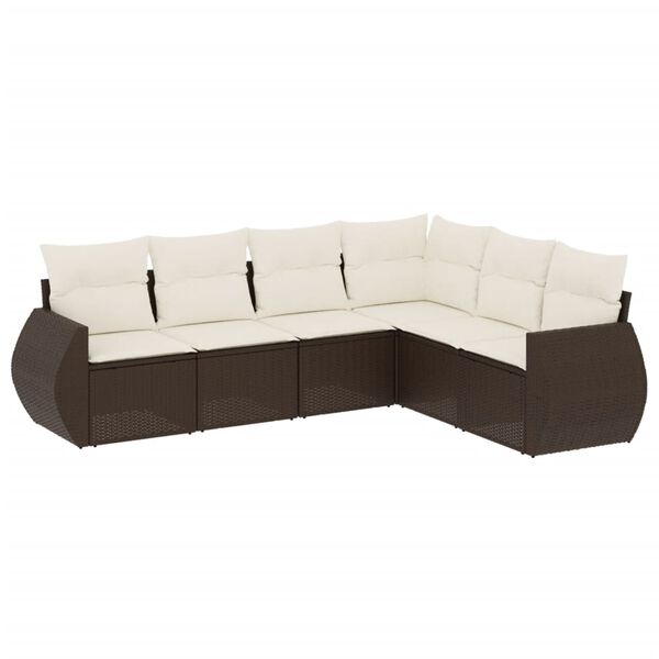 vidaXL Set Divano da Giardino 6 pz con Cuscini Marrone in Polyrattan