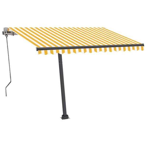 vidaXL Tenda da Sole Autoportante Automatica 350x250 cm Gialla Bianca