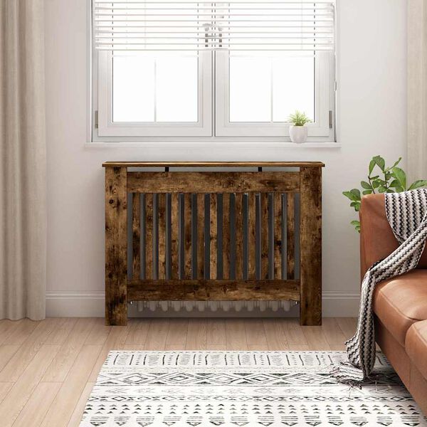 vidaXL Copertura per radiatori Rovere fumé 112 x 19 x 81,5 cm