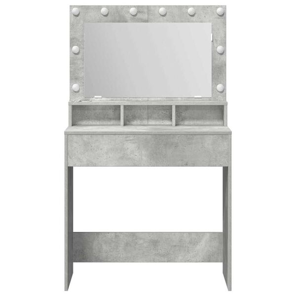 vidaXL Tavolo da Trucco con specchio Grigio cemento 75,5 x 41 x 135 cm