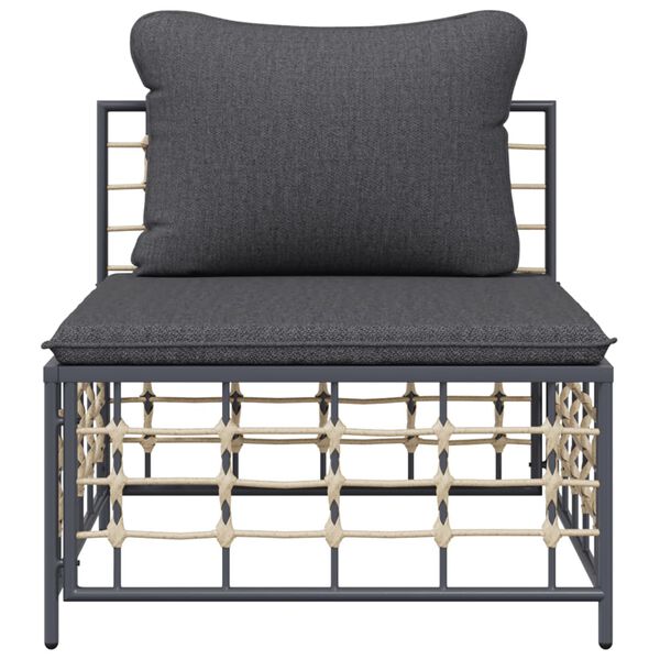 vidaXL Divano Centrale da Giardino con Cuscini Polyrattan Grigio Scuro