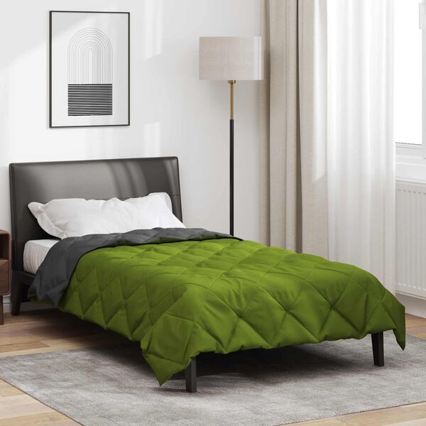 vidaXL Duvet Estivo Verde e Antracite 220 x 155 cm Microfibra
