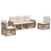 vidaXL Set Divano da Giardino 5 pcs Beige e Bianco Crema polyrattan