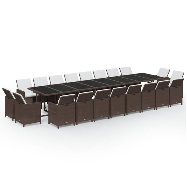 vidaXL Set da Pranzo per Giardino 21pz con Cuscini Polyrattan Marrone