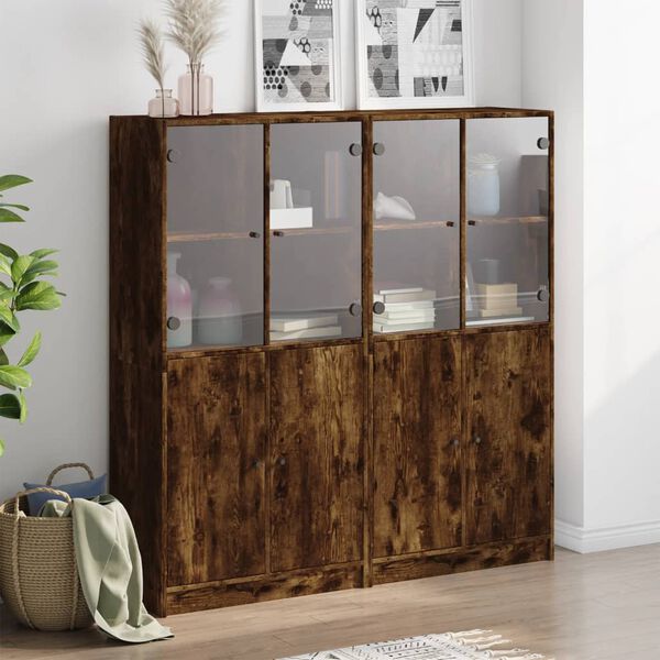 vidaXL Libreria Ante Rovere Fumo 136x37x142 cm in Legno Multistrato