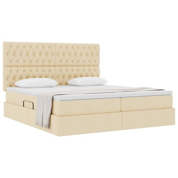 vidaXL Letto con Contenitore Crema 200 x 200 cm Pelle Sintetica