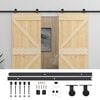 vidaXL Porta scorrevole 2 pcs Naturale e Nero Legno Massello di Pino