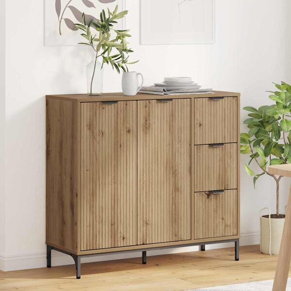 vidaXL Credenza Rovere artigianale 89,5 x 33 x 82 cm Legno multistrato