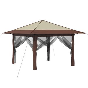vidaXL Gazebo con 4 Pareti 3,3 x 3,3 m Crema e Marrone