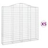 vidaXL Cesti Gabbioni ad Arco 5 pz 200x30x180/200 cm Ferro Zincato