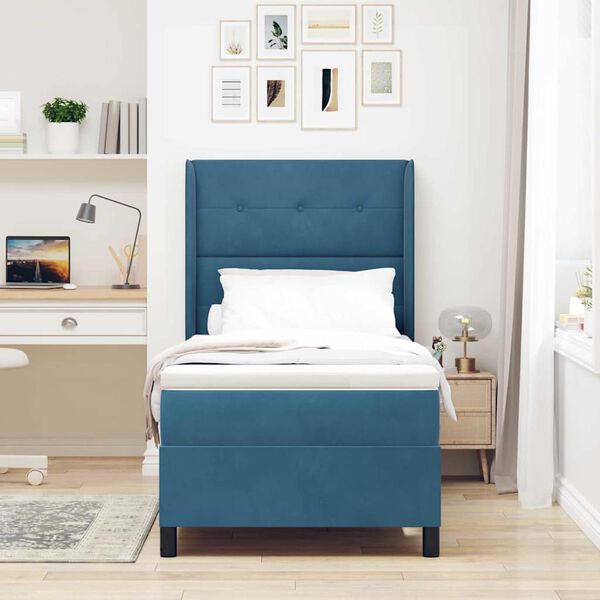 vidaXL Letto a molle con testiera Blu 100 x 200 cm Velluto