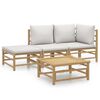 vidaXL Set Salotto da Giardino 4pz con Cuscini Grigio Chiaro Bamb&ugrave;