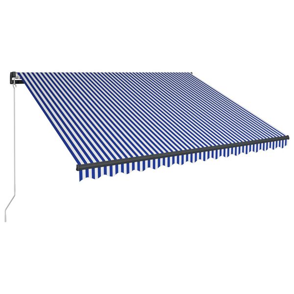 vidaXL Tenda da Sole Retrattile Manuale e LED 400x300cm Blu e Bianco