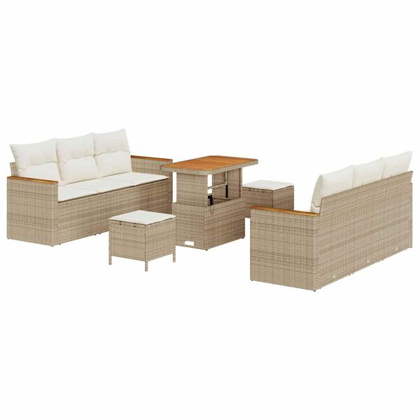 vidaXL Set Divano da Giardino 11 pcs Beige e Crema polyrattan