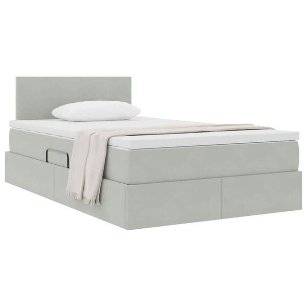 vidaXL Letto con Contenitore Grigio chiaro 120 x 200 cm Velluto