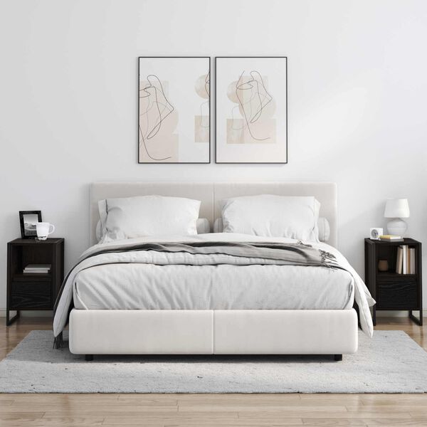 vidaXL Comodino Rovere Nero 39,5 x 30 x 50 cm Legno multistrato