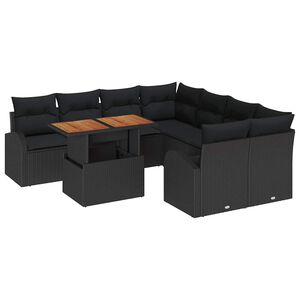 vidaXL Set Divano da Giardino 9 pz Nero