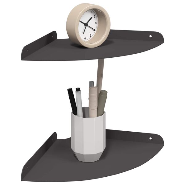 vidaXL Mensola Galleggiante per Angolo 2 pcs Nero 24 x 24 x 2 cm