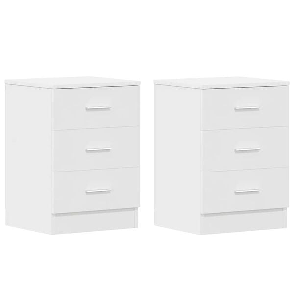 vidaXL Comodini 2 pz Bianco 38x35x56 cm in Legno Ingegnerizzato