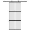 vidaXL Porta Scorrevole Set Ferramenta Nera 90x205 cm Vetro Temperato