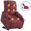 vidaXL Poltrona Alzapersona Massaggiante Elettrica Rosso Vino Tessuto
