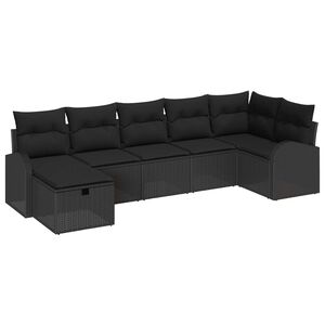 vidaXL Set di divani con cuscino 7 pcs Nero polyrattan