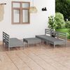 vidaXL Set Divani da Giardino 6 pz Grigio in Legno Massello di Pino