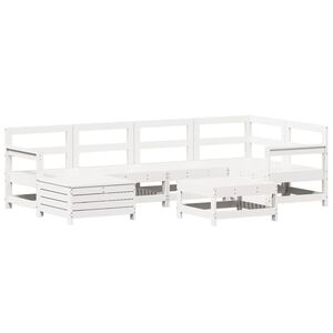 vidaXL Set Divani da Giardino 7 pz Bianco in Legno Massello di Pino