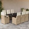 vidaXL Set da Pranzo da Giardino 9 pz con Cuscini Beige in Polyrattan