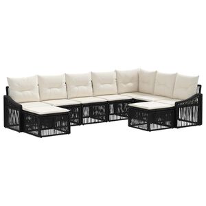 vidaXL Set Divano da Giardino 9 pz Nero polyrattan