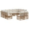vidaXL Set di divani da esterno 11 pcs Naturale e Bianco Crema