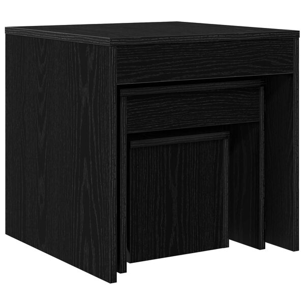 vidaXL Tavolino da salotto 3 pcs Rovere Nero Legno multistrato