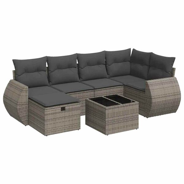 vidaXL Set Divano da Giardino 6 pz con Cuscini Grigio in Polyrattan