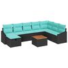vidaXL Set Divano da Giardino con cuscino 9 pcs Nero polyrattan