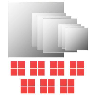 vidaXL Set di Specchi da Parete 7 pz in Vetro Quadrato