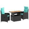 vidaXL Set da pranzo per esterni 3 pz Black and Turquoise
