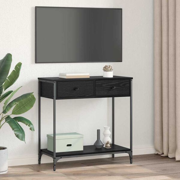 vidaXL Tavolo consolle Rovere Nero 75 x 34,5 x 75 cm Legno multistrato