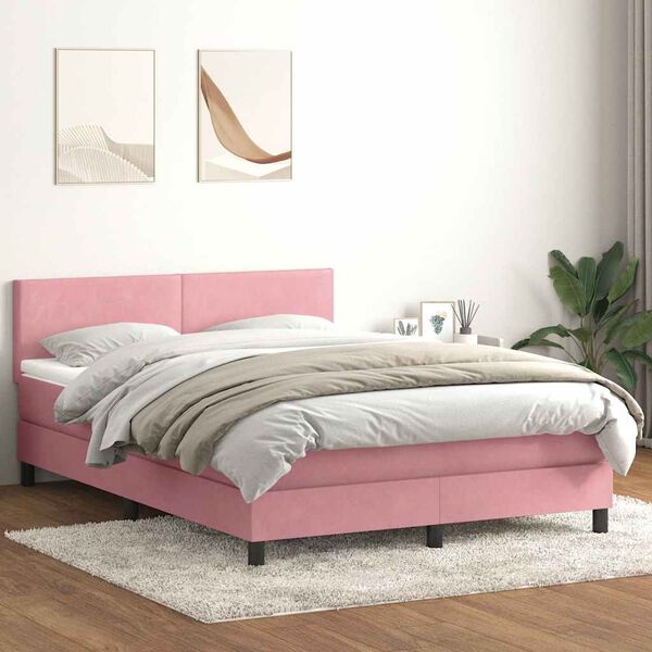 vidaXL Giroletto a Molle con Materasso Rosa 140x210 cm in Velluto