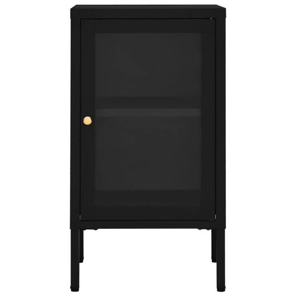 vidaXL Credenza Nera 38x35x70 cm in Acciaio e Vetro