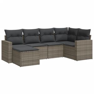vidaXL Set Divano da Giardino 6 pz con Cuscini Grigio in Polyrattan