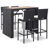 vidaXL Set da Bar da Giardino 5 pz Polyrattan e Legno di Acacia Nero