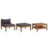 vidaXL Set Divani Giardino 3 pz con Cuscini Grigio Scuro Legno Acacia