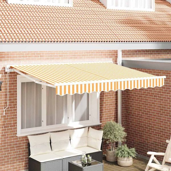 vidaXL Telo di ricambio per tenda da sole Giallo e Bianco 280 x 195 cm
