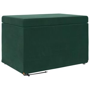 vidaXL Pouf Verde Scuro 61 x 41 x 40 cm Velluto e Legno Ingegnerizzato