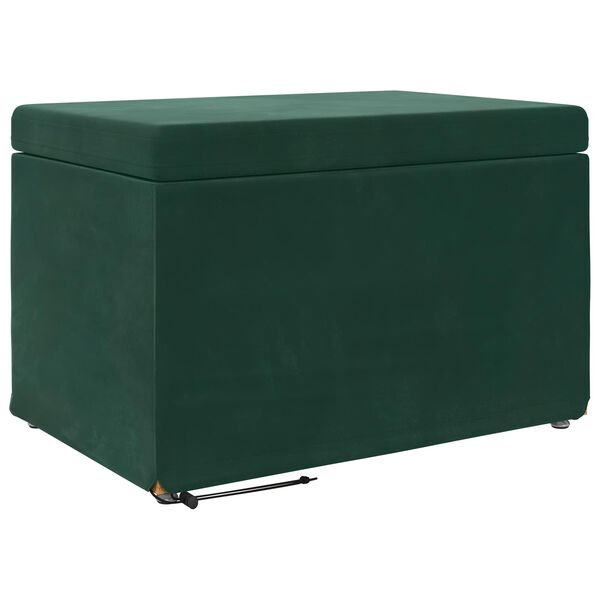 vidaXL Pouf Verde Scuro 61 x 41 x 40 cm Velluto e Legno Ingegnerizzato