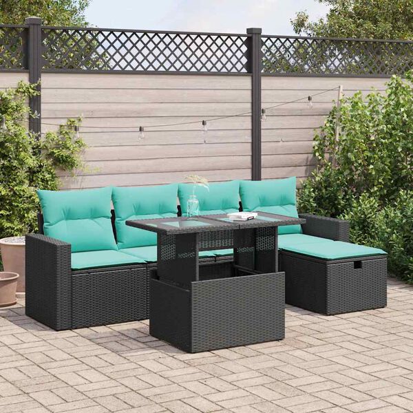 vidaXL Set Divano da Giardino 6pz con Cuscini Grigio Polyrattan Acacia