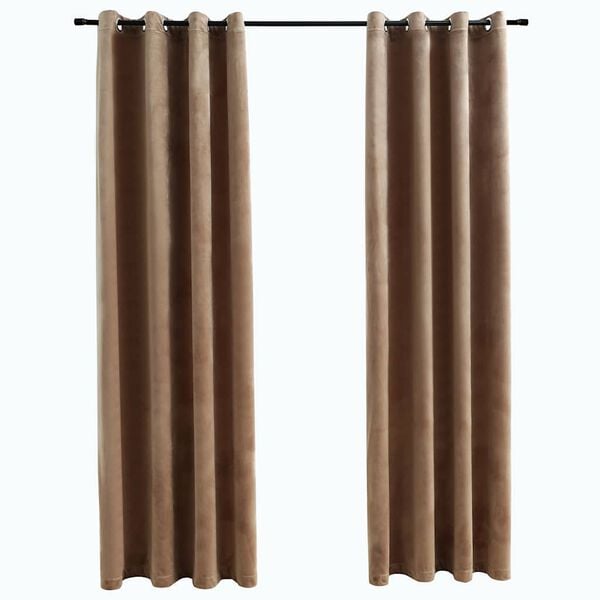 vidaXL Tende Oscuranti con Anelli 2 pz Beige in Velluto 140x245 cm
