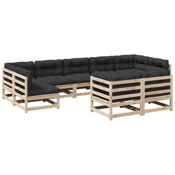 vidaXL Set Divani da Giardino 9 pz con Cuscini Legno Massello di Pino