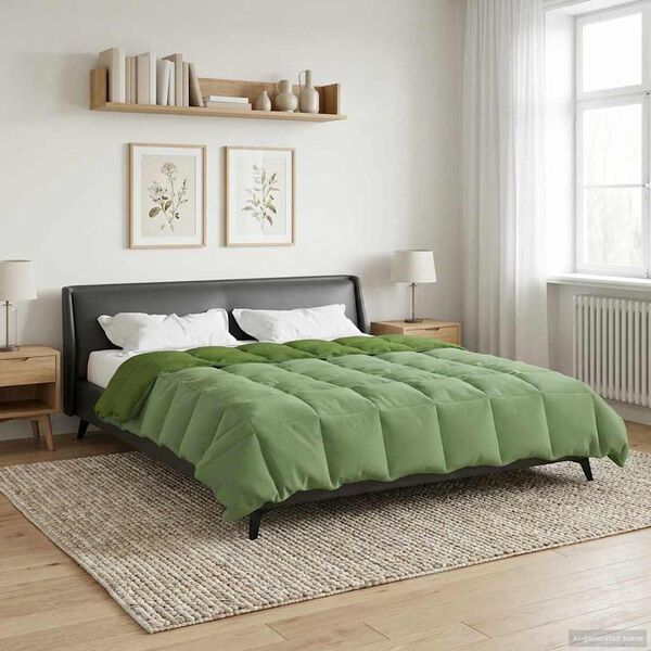 vidaXL Duvet Estivo Trapuntato Verde 200 x 240 cm Microfibra