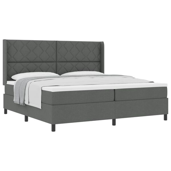 vidaXL Letto a molle con materasso Grigio scuro 200 x 200 cm Tessuto